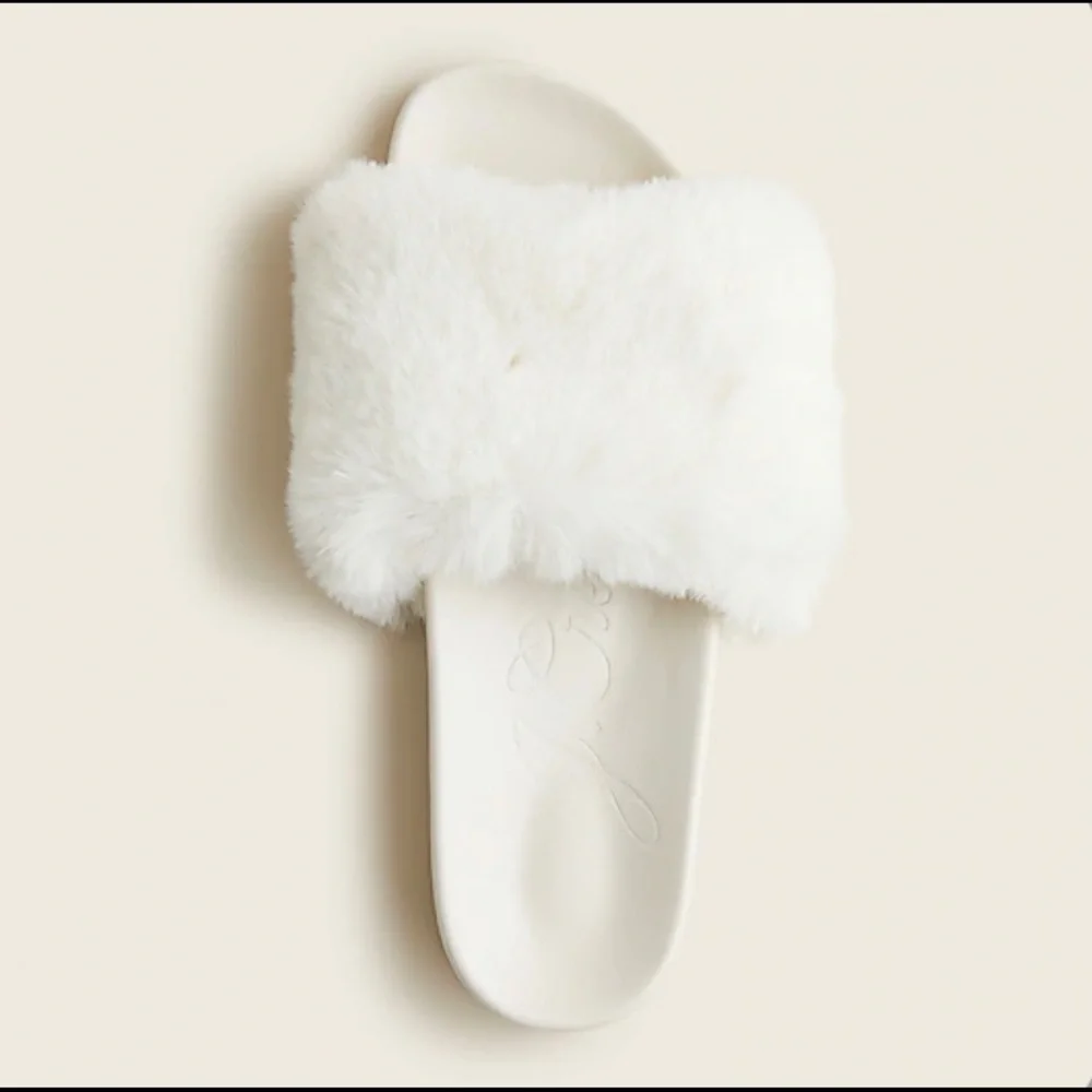 NIB J. Crew Pacific Fluffy-Strap Slide‎ Sandals
